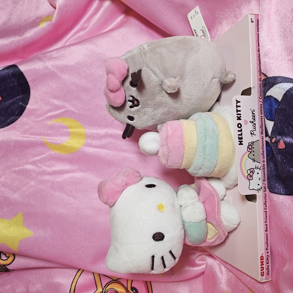 Hello Kitty Other - Hello Kitty and Pusheen Plush Toy Set - Pink, Gray, White